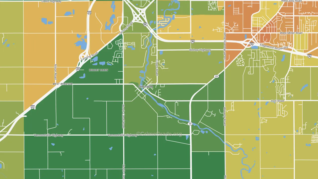 Dimondale, MI Map of Murder Rates