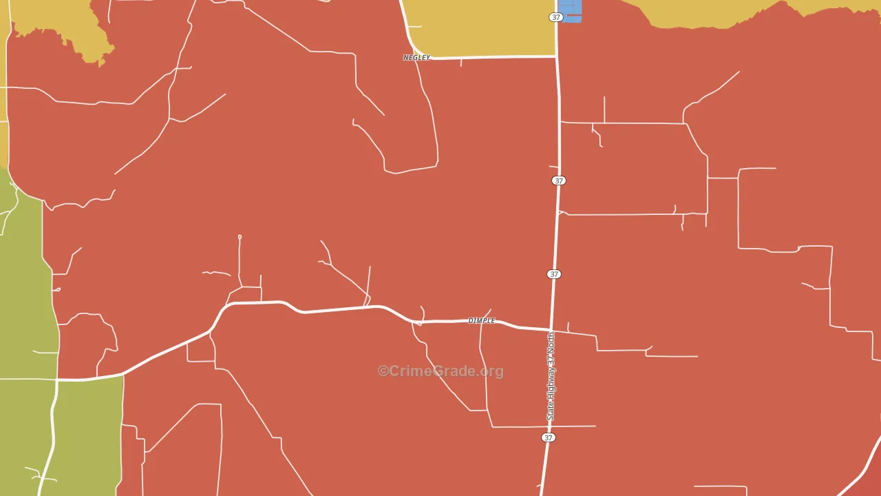 Dimple, TX Map of Murder Rates