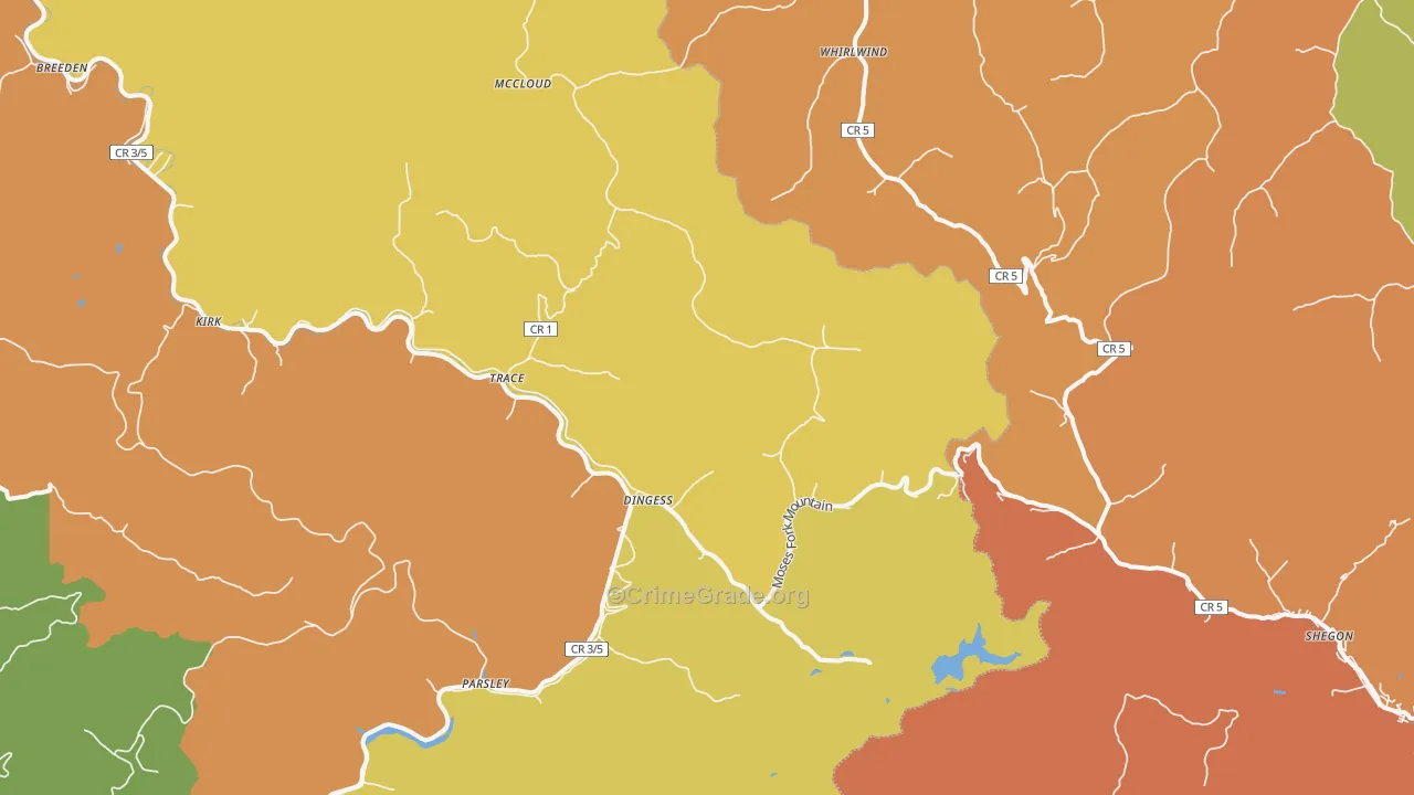 Dingess, WV Map of Murder Rates