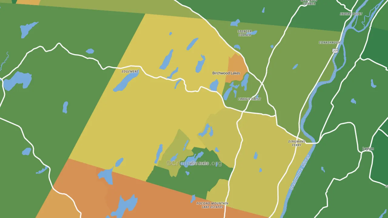 Dingmans Ferry, PA Map of Murder Rates