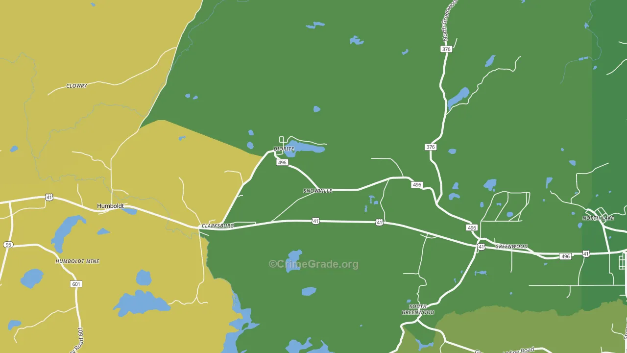 Diorite, MI Map of Murder Rates