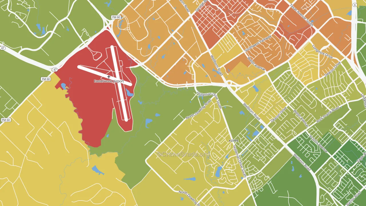 Disaster City, College Station, TX Map of Murder Rates