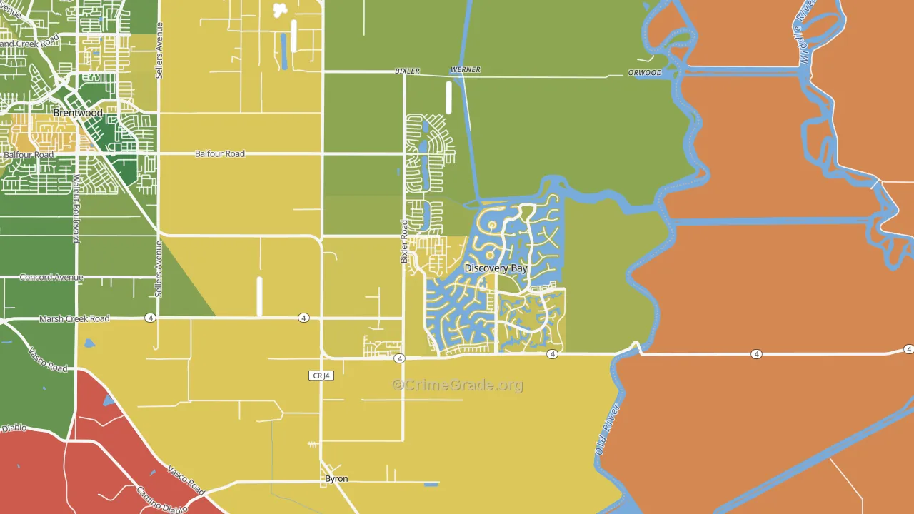 Discovery Bay, CA Map of Murder Rates