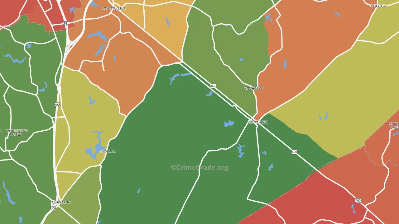 Disputanta, VA Map of Murder Rates