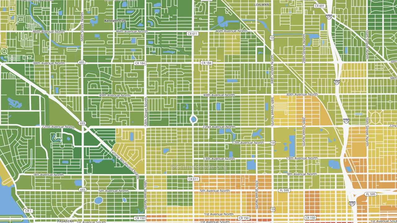 Disston Heights, St. Petersburg, FL Map of Murder Rates