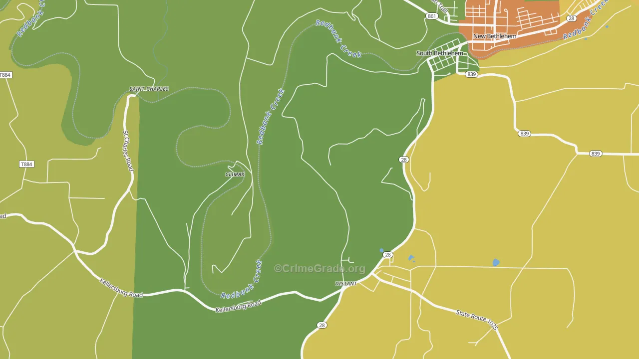 Distant, PA Map of Murder Rates