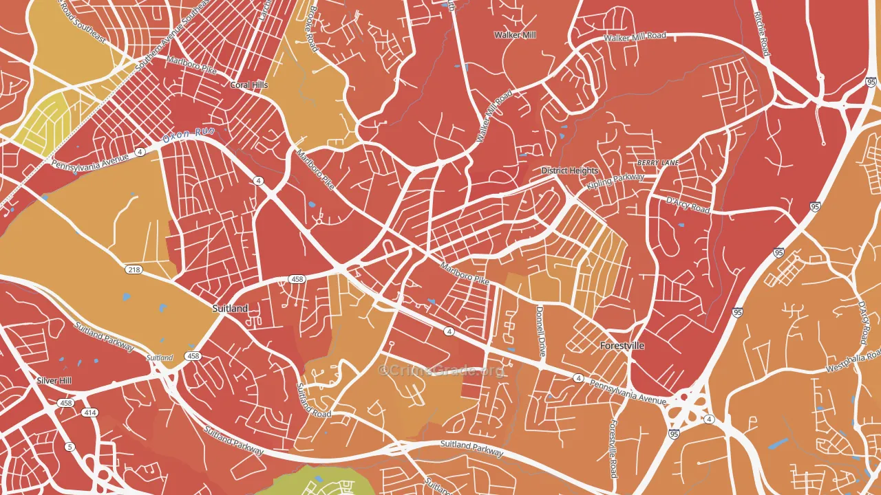 District Heights, MD Map of Murder Rates