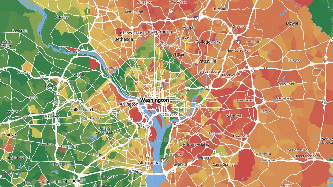 District of Columbia Map of Murder Rates