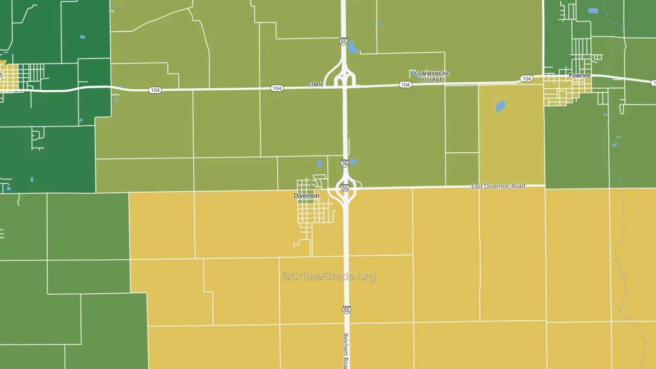 Divernon, IL Map of Murder Rates