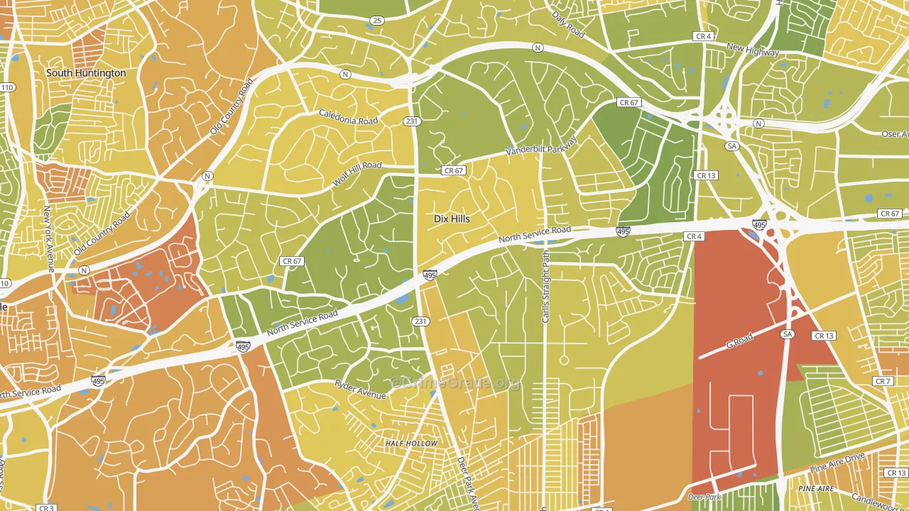 Dix Hills, NY Map of Murder Rates