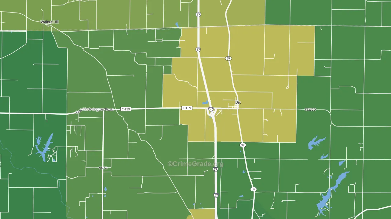 Dix, IL Map of Murder Rates