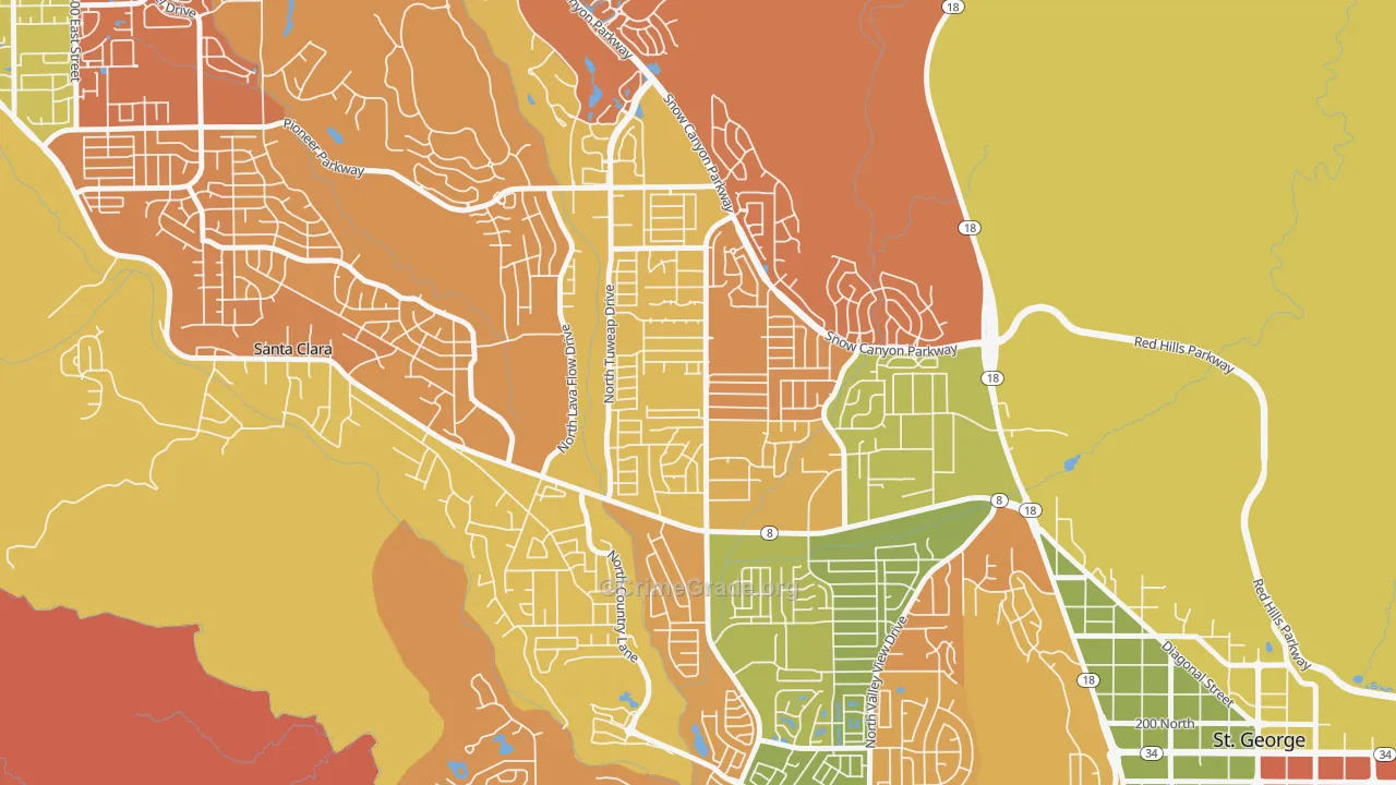 Dixie Downs, St. George, UT Map of Murder Rates