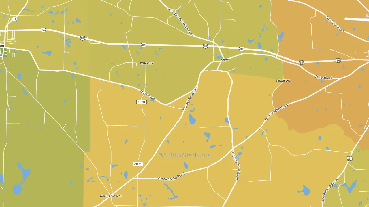 Dixie, GA Map of Murder Rates
