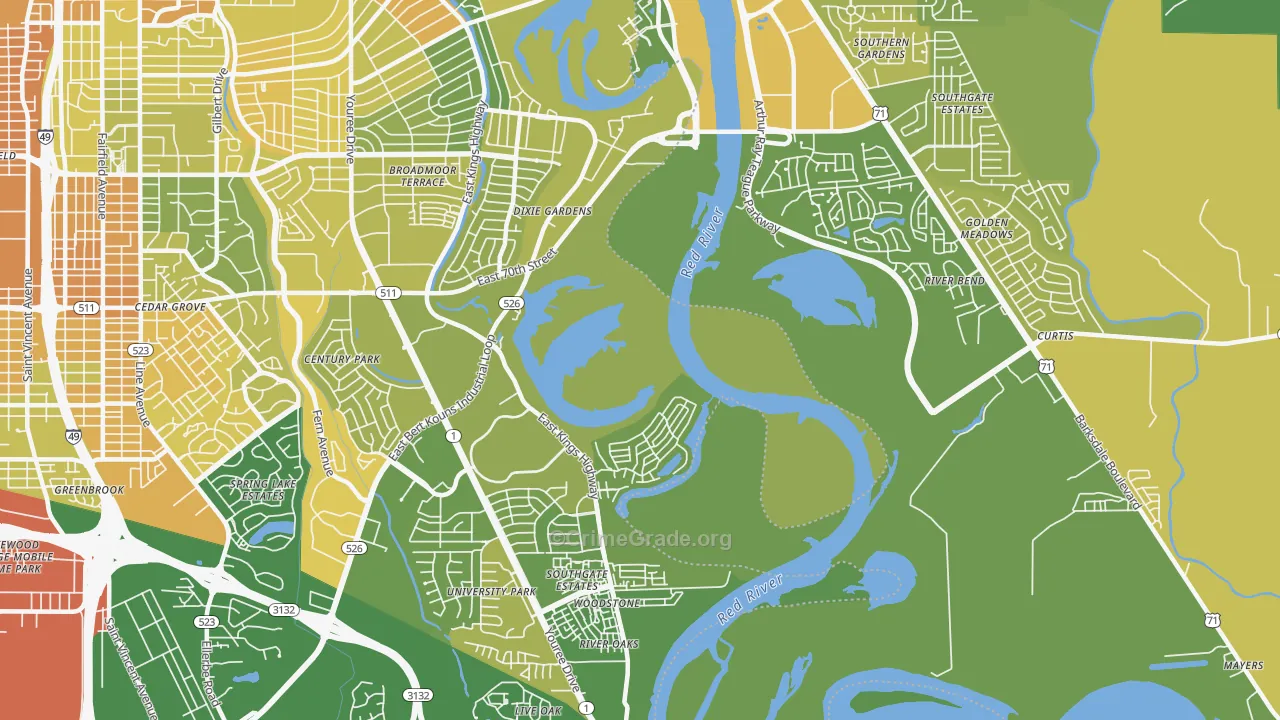 Dixie Gardens, LA Map of Murder Rates