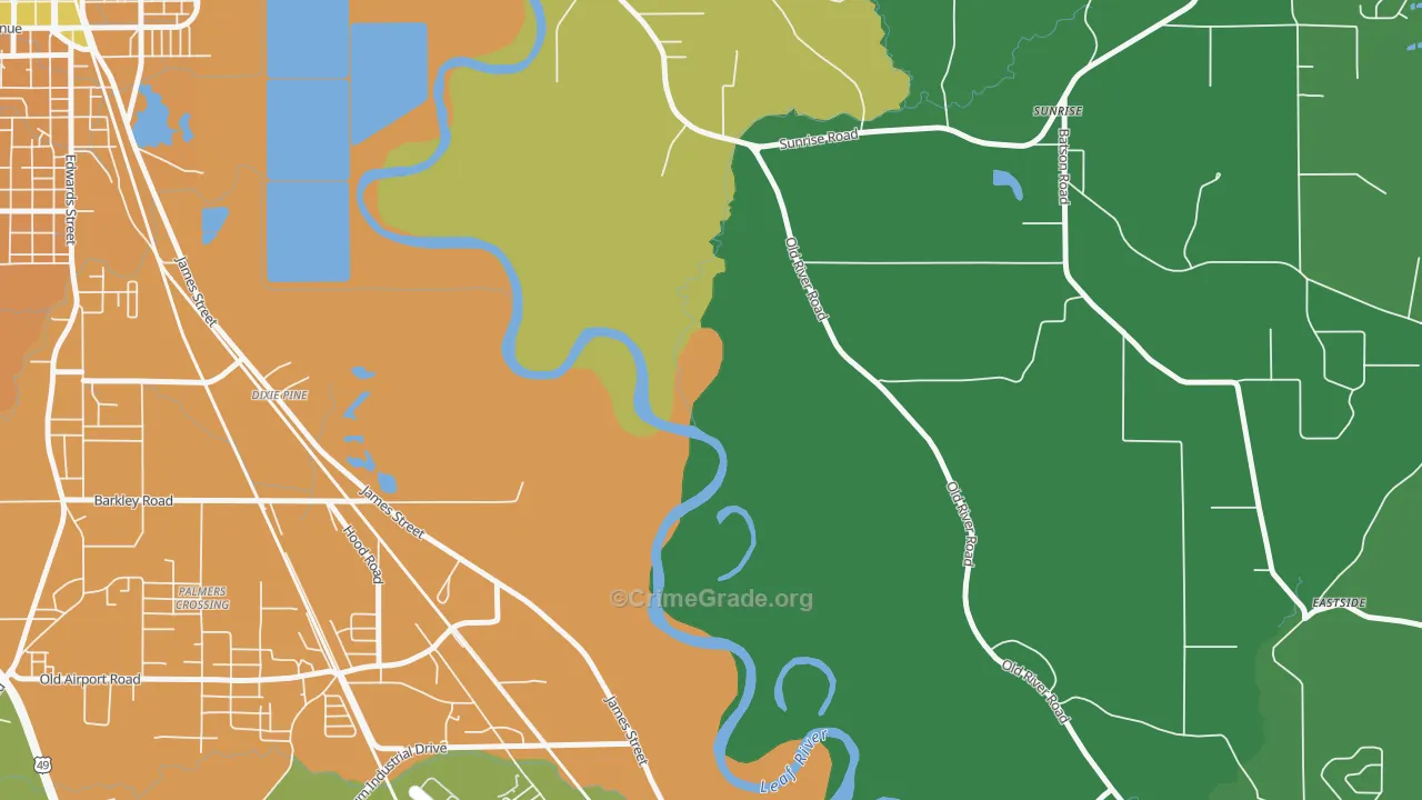 Dixie Pine, MS Map of Murder Rates