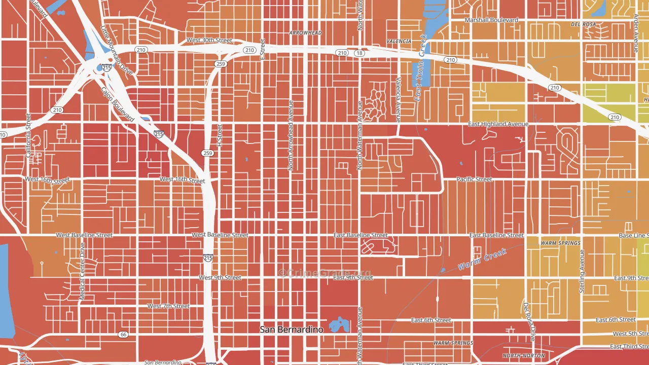 DMV, San Bernardino, CA Map of Murder Rates