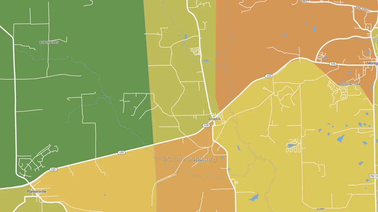 Dobbin, TX Map of Murder Rates