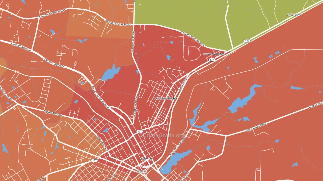 Dobbins Heights, NC Map of Murder Rates