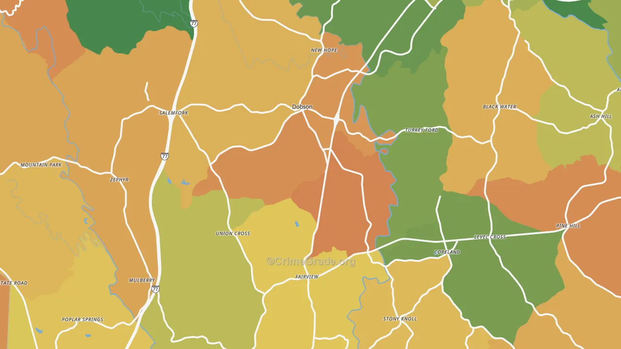 Dobson, NC Map of Murder Rates