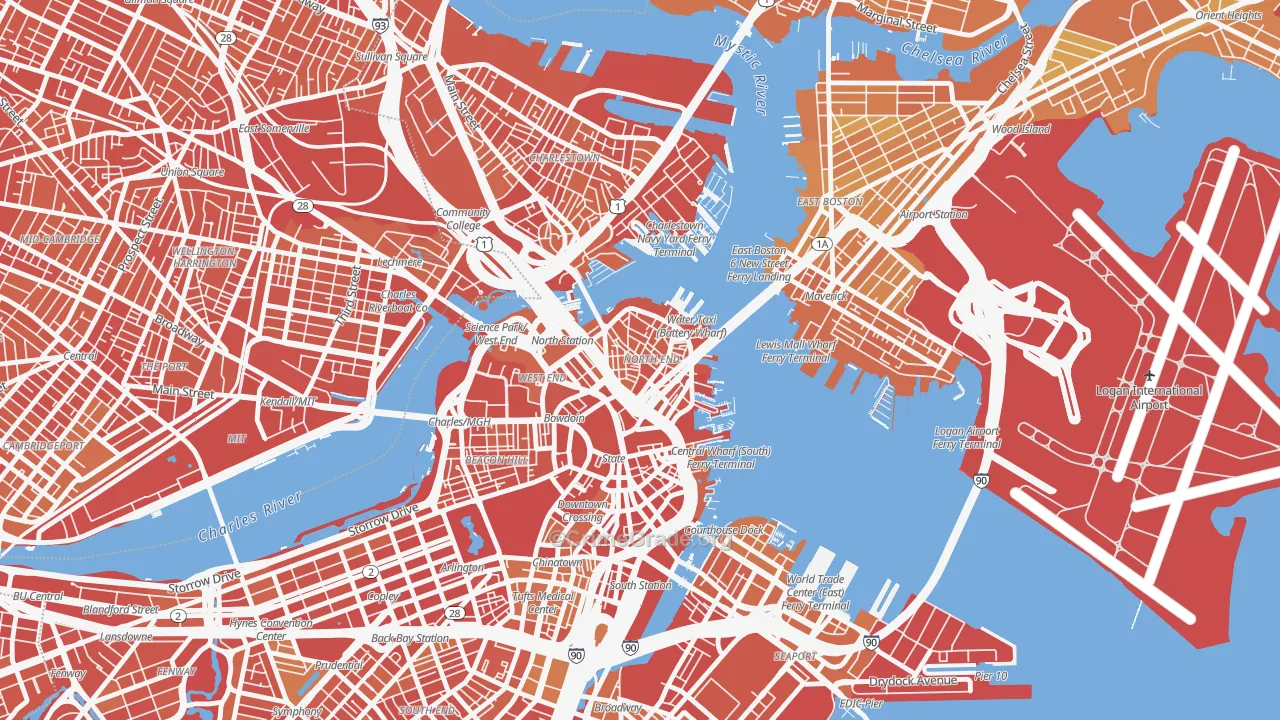 Dock Square, Boston, MA Map of Murder Rates