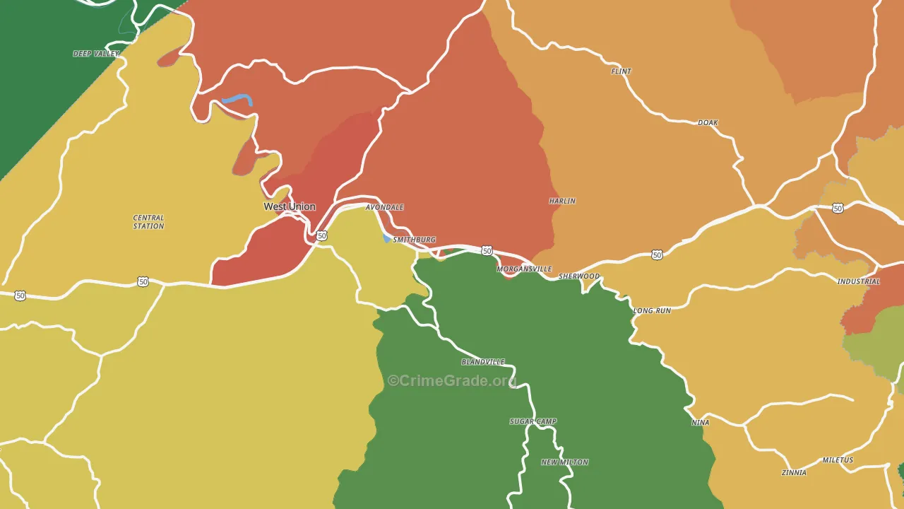 Doddridge County, WV Map of Murder Rates