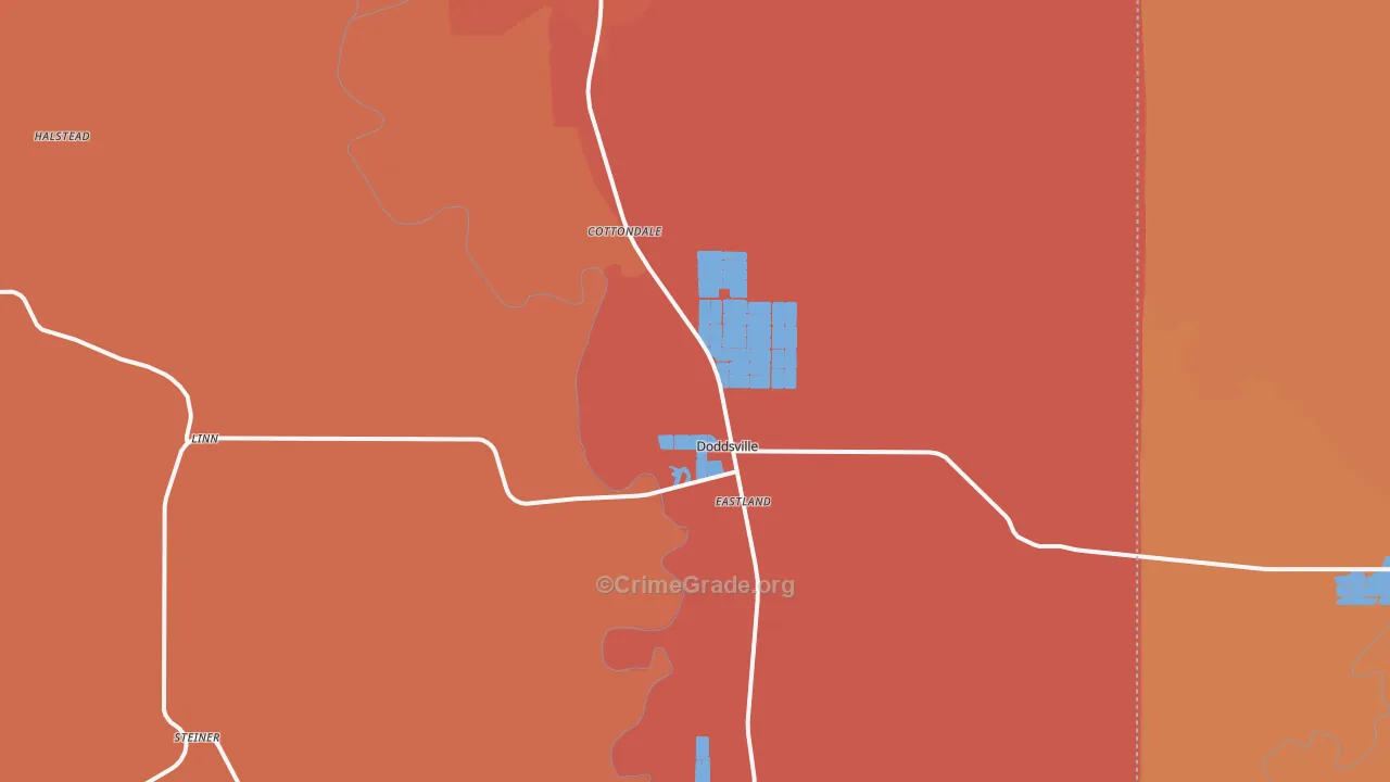 Doddsville, MS Map of Murder Rates