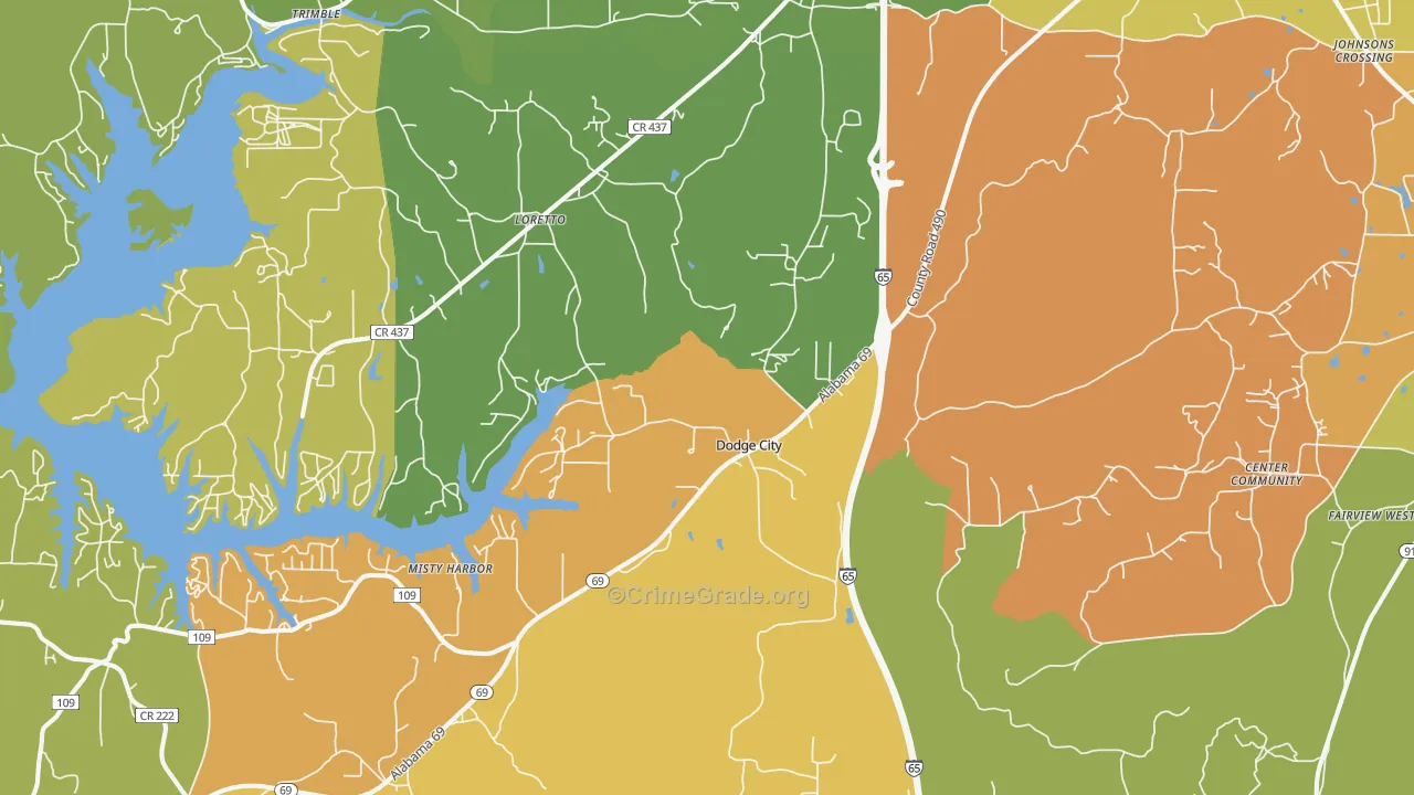 Dodge City, AL Map of Murder Rates