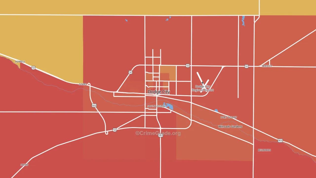 Dodge City, KS Map of Murder Rates