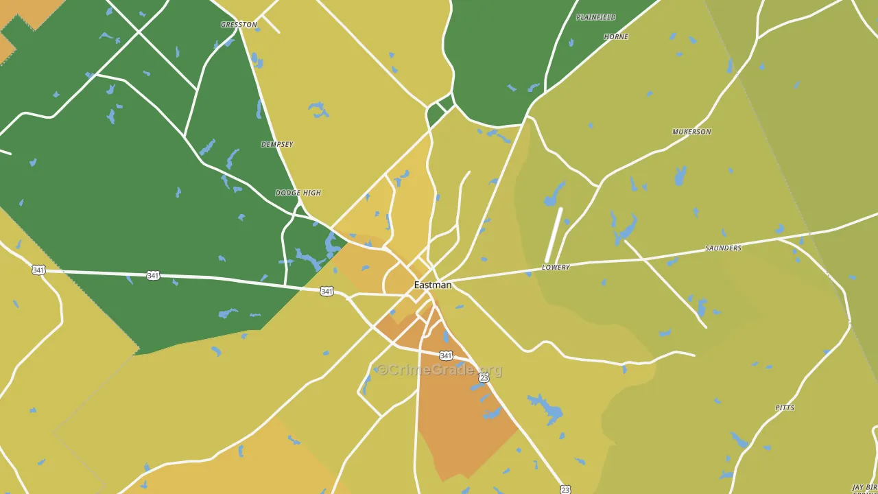 Dodge County, GA Map of Murder Rates