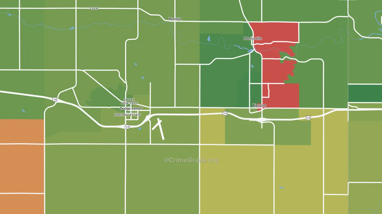 Dodge County, MN Map of Murder Rates