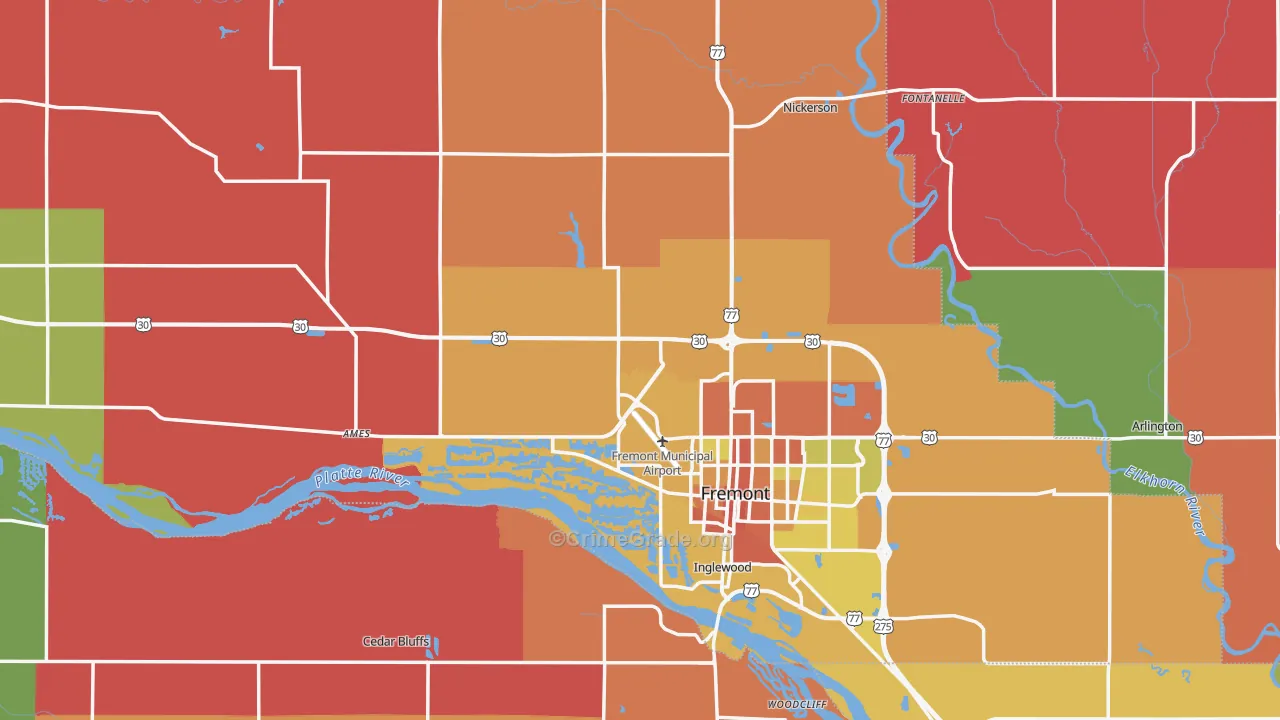 Dodge County, NE Map of Murder Rates