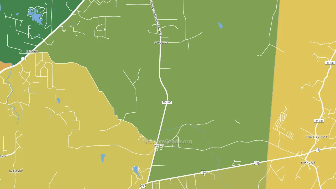 Dodge, TX Map of Murder Rates