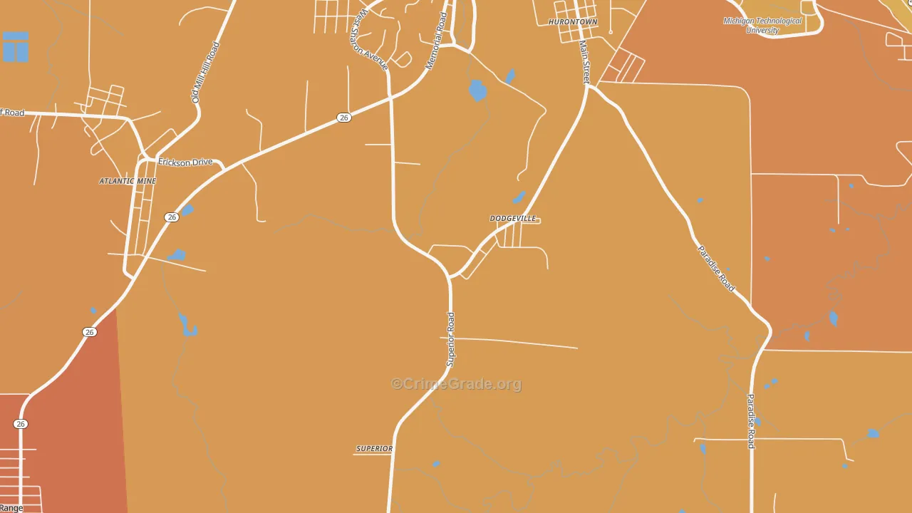 Dodgeville, MI Map of Murder Rates