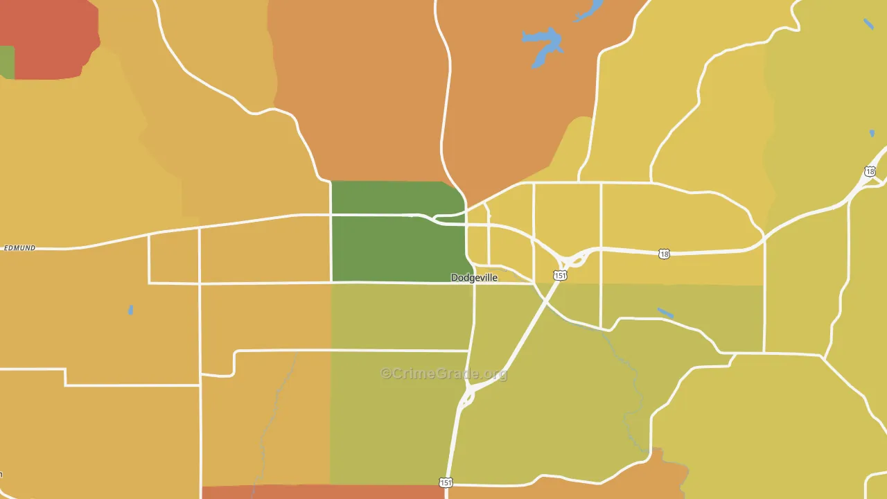Dodgeville, WI Map of Murder Rates