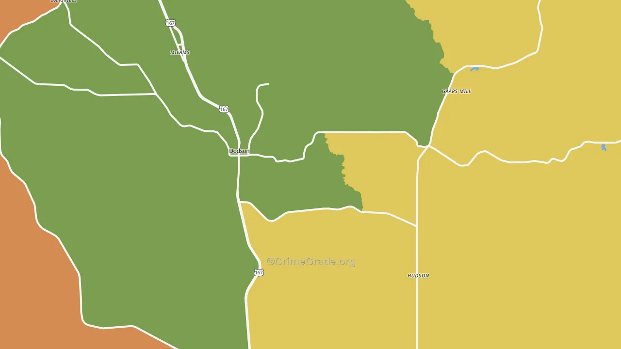 Dodson, LA Map of Murder Rates