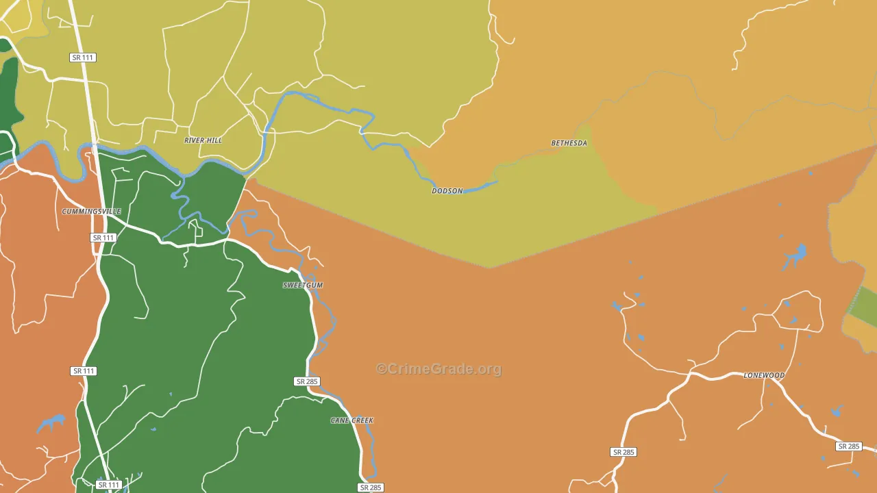 Dodson, TN Map of Murder Rates