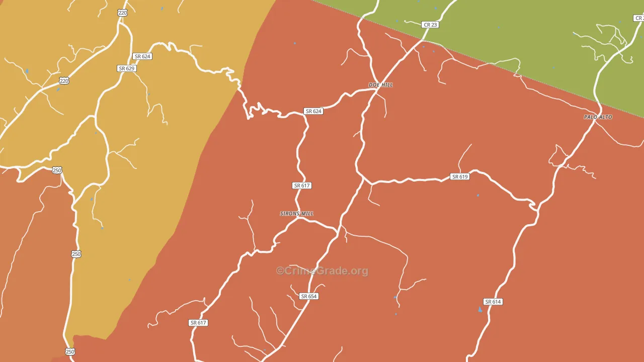 Doe Hill, VA Map of Murder Rates
