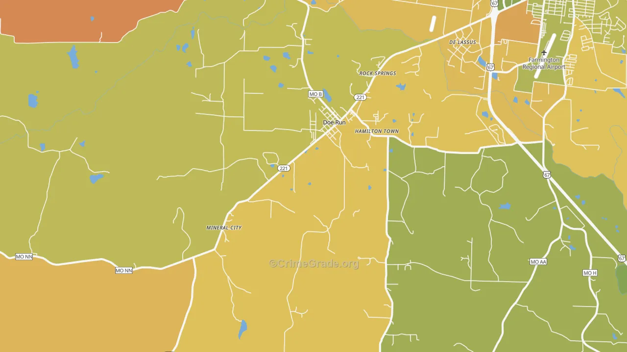 Doe Run, MO Map of Murder Rates