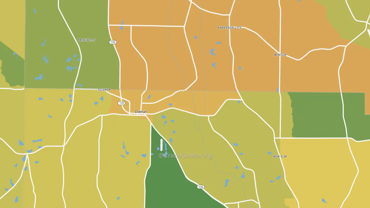 Doerun, GA Map of Murder Rates