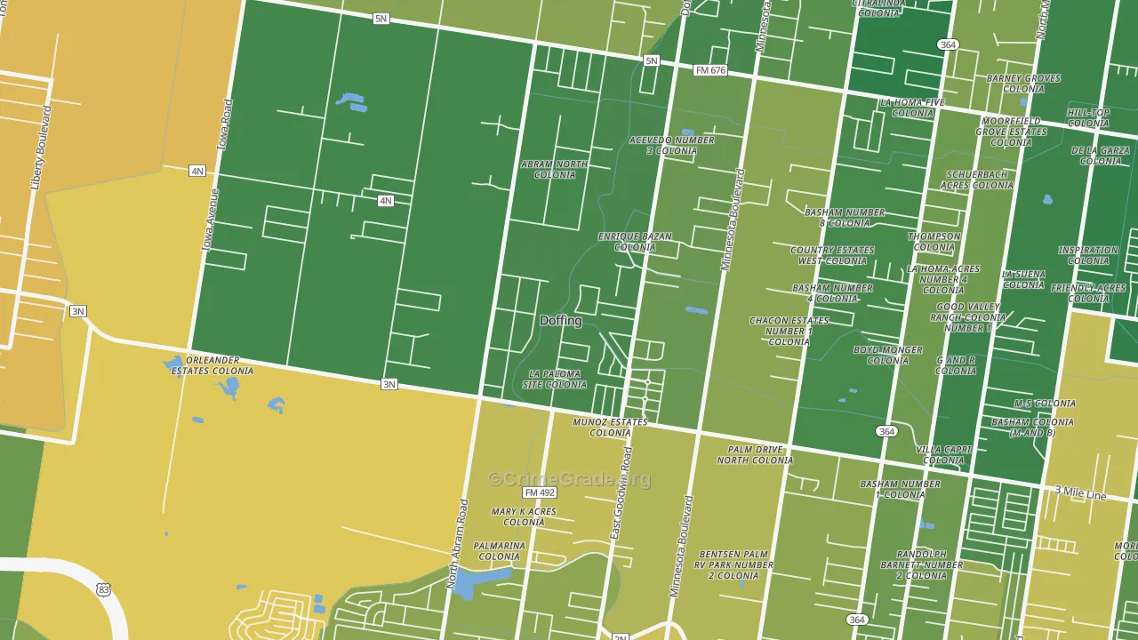 Doffing, Mission, TX Map of Murder Rates