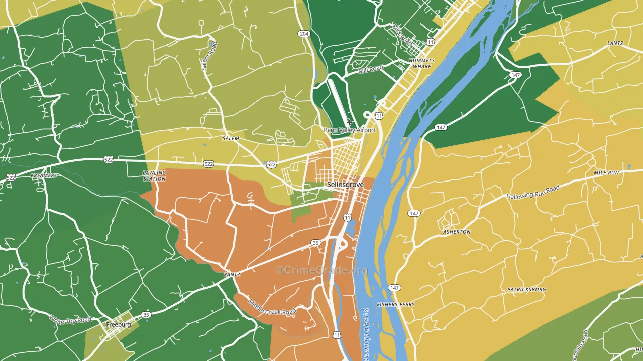 Dogtown, Selinsgrove, PA Map of Murder Rates
