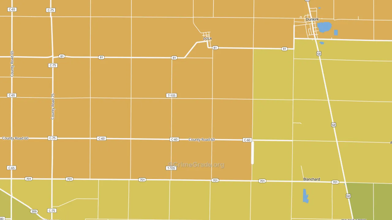 Dola, OH Map of Murder Rates