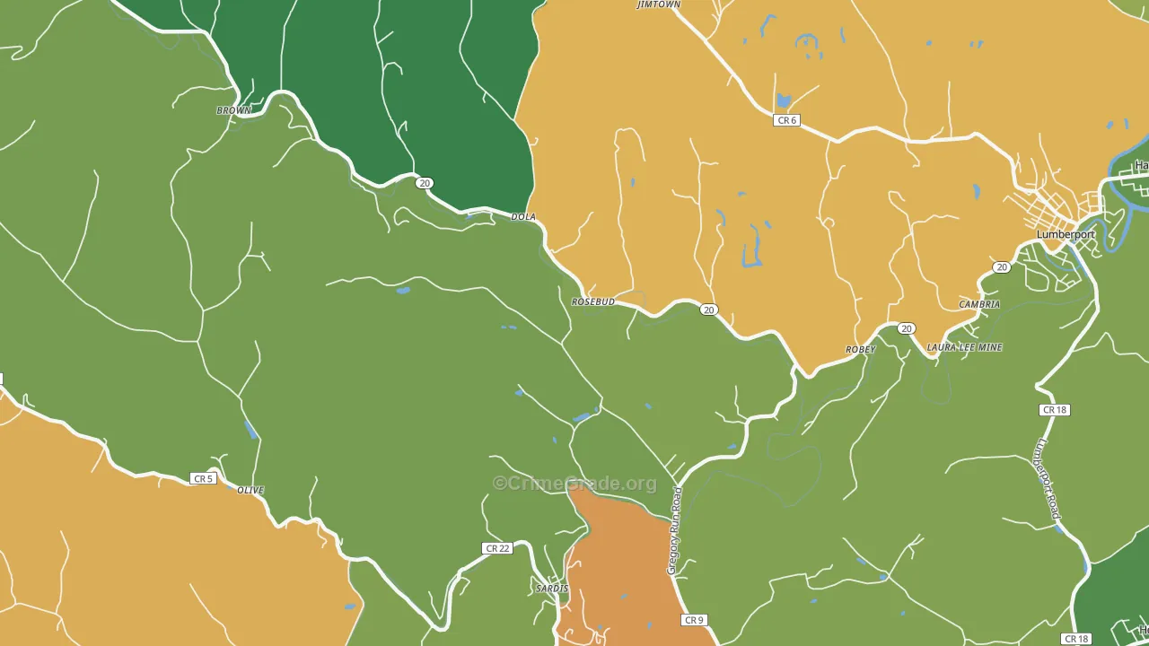 Dola, WV Map of Murder Rates