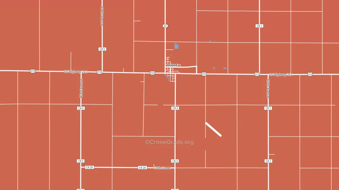 Doland, SD Map of Murder Rates