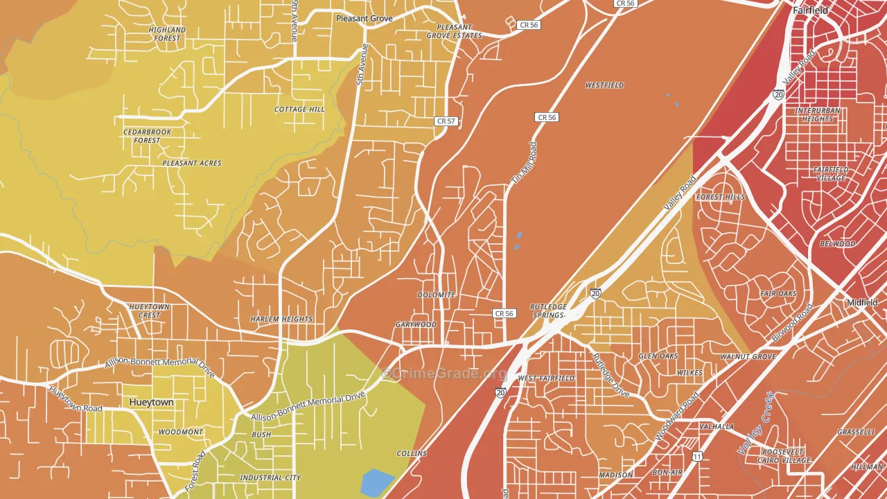 Dolomite, AL Map of Murder Rates
