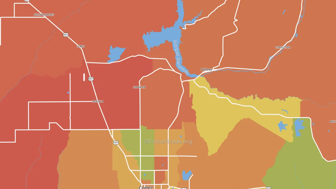 Dolores, CO Map of Murder Rates
