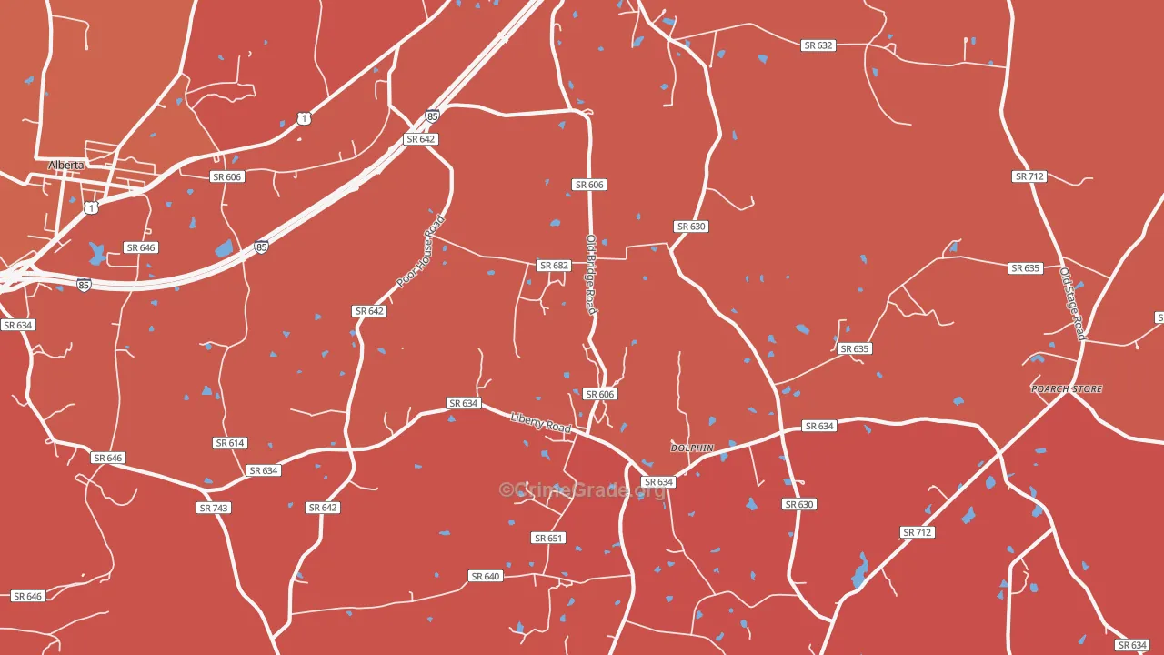 Dolphin, VA Map of Murder Rates