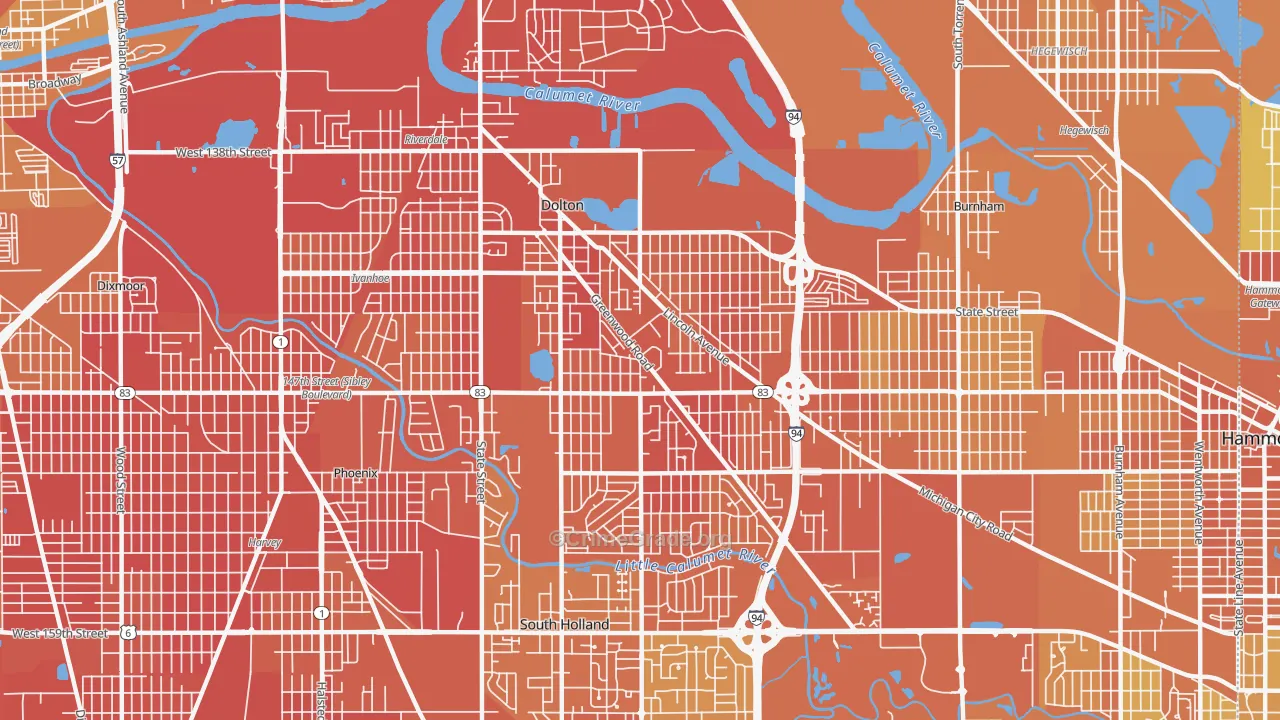 Dolton, IL Map of Murder Rates