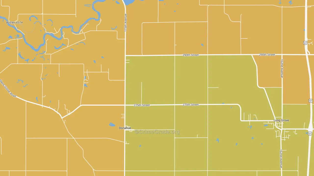 Donahue, IA Map of Murder Rates