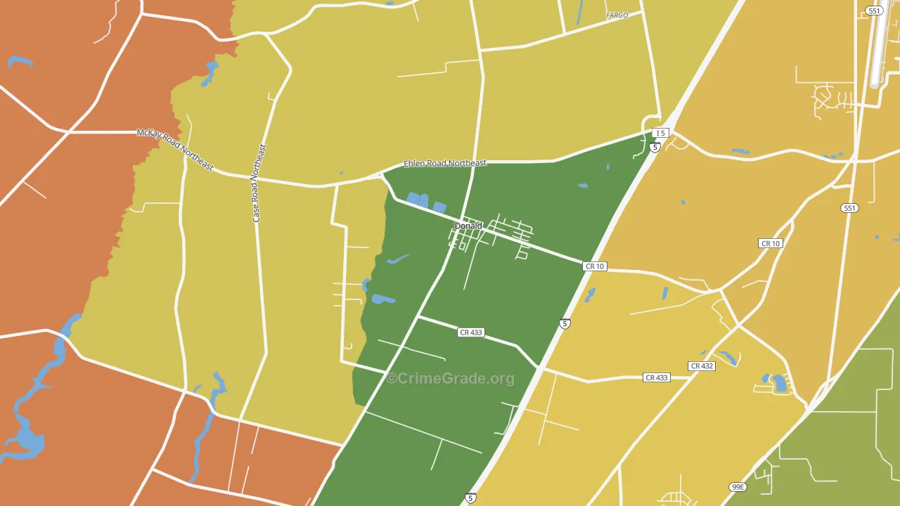 Donald, OR Map of Murder Rates